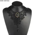 Collier ras du cou en dentelle noire et perles pour femme style victorien Steampunk collier