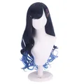 Shiraishi-Perruque de Cosplay Scène Colorée SEKAI! Faux Cheveux Synthétiques Bouclés Noir et Bleu