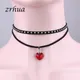 ZRHUA-Collier à breloques multicouches pour femme pendentif coeur arc-en-ciel tour de cou pour