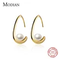 Modian-Boucles d'oreilles en forme de goutte d'eau en or pour femme bijoux fins perle argent