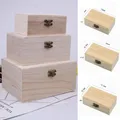 Boîtes de rangement à charnière carrée en bois uni boîte-cadeau artisanale boîte de rangement