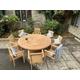 Teak Garden Furniture round table with 8 stacking chairs