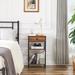 27.5" Tall Nightstand with 1-Drawer and Open Storage Shelf, Metal Frame and Fence Sofa End Table (Set of 2)