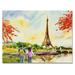 Winston Porter Romantic Couple In Love In Paris VI - Floater Frame Print on Canvas in Green/Orange/Red | 8 H x 12 W x 1 D in | Wayfair