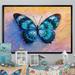 August Grove® Abstract Turquoise Butterfly - Floater Frame Print on Canvas Metal in Blue | 16 H x 32 W x 1 D in | Wayfair