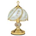 Rosdorf Park Gurtie 14.25" Gold Table Lamp Glass/Metal in White/Yellow | 14.25 H x 9 W x 9 D in | Wayfair 6655F862462149B9894D95E456C85EDA