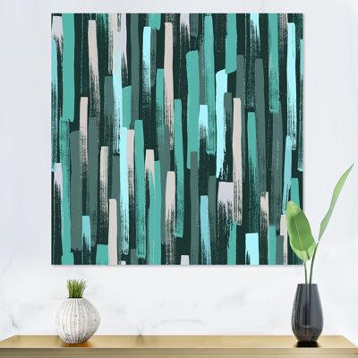 Wrought Studio™ Turquoise Abstract Grunge - Picture Frame Print on Canvas in Blue/Green/White | 16 H x 16 W x 1 D in | Wayfair