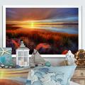 Highland Dunes Calm Water At Sunset II - Nautical & Coastal Canvas Wall Decor Canvas in White | 24 H x 36 W x 1 D in | Wayfair