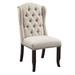 Charlton Home® Anahly Tufted Linen Wingback Side Chair in Ivory Upholstered/Fabric in Black | 42.75 H x 22.5 W x 26.75 D in | Wayfair