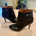 Nine West Shoes | Nine West Size 7 Black Leather Shoe Boots With Zipper And Side Buckle. | Color: Black | Size: 7