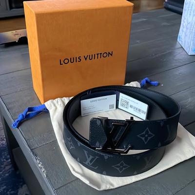 Louis Vuitton Black Eclipse & Ruthenium 'LV Initiales' Belt