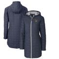 Women's Cutter & Buck Heathered Navy Milwaukee Brewers Rainier Primaloft Eco Full-Zip Hoodie Long Coat