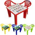 A406 Children Strong Table and Chairs set for Kids Toddlers Plastic Nursery Set Outdoor indoor Tea (Table + 2 Chairs, Red)