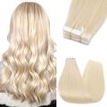 Silk-co 12"-24" Tape in Hair Extensions 100% Real Remy Straight Human Hair Extension 10Pcs Straight Skin Weft Seamless Hair Pieces (24inch #60 Platinum Blonde)