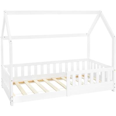 Ml-design - Kinderbett 80x160 cm mit Rausfallschutz, Dach und Lattenrost, Weiß, Massivholz Kinder Image