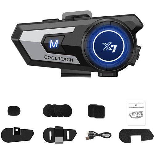 X7 Motorrad-Bluetooth-Helm-Headset, Bluetooth 5.0 Headset, wasserdichtes Motorrad-Headset, silber