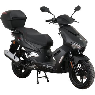 Motorroller ALPHA MOTORS "Mustang FI", schwarz (mattschwarz), Motorroller & Mofas, 45 km/h, mit USB-Anschluss und Lenkerschloss, sportliches Design, B:67cm H:114cm L:193cm