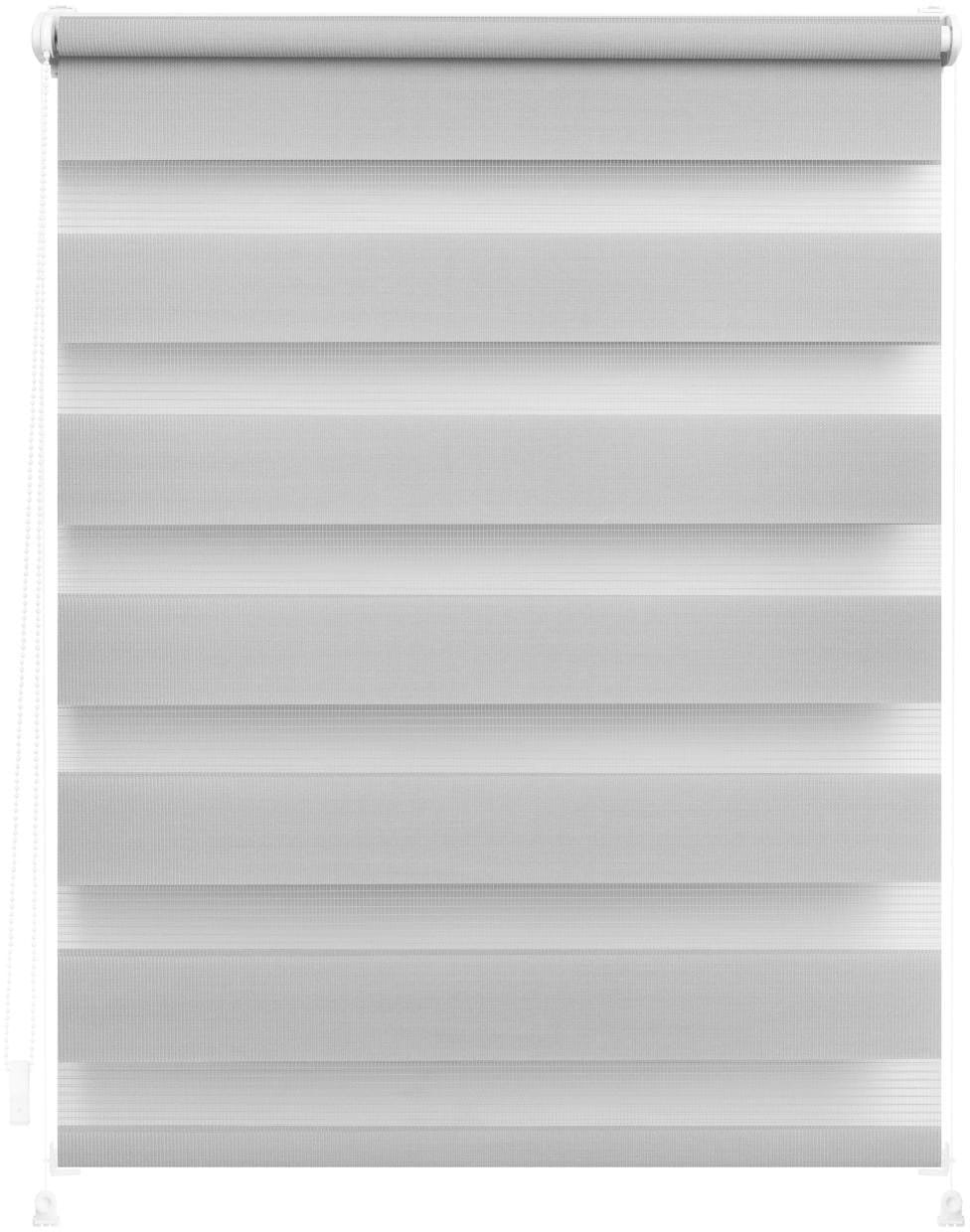Doppelrollo LICHTBLICK ORIGINAL "Duo Rollo Klemmfix, ohne Bohren, verspannt", grau (grau, weiß), B:45cm H:150cm, Polyester, Rollos, Einfache Klemm-Montage ohne Bohren. Für Fenster & Türen geeignet.