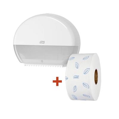 Tork Toilettenpapierspender Elevation T2 Mini 955000 für hülsenlose Rollen inkl. 1x T weiß, 34.5x27.5x13.2 cm
