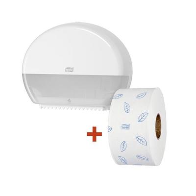 Toilettenpapierspender Elevation T2 Mini 955000 für hülsenlose Rollen inkl. 1x T weiß, Tork, 34.5x27.5x13.2 cm