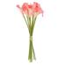 Wedding Decor PU Calla Lily Artificial Manmade Flowers Bouquet Pink Beige 10 Pcs - Pink, Beige, Green