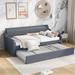 Oaks Aura Gray Twin Size Upholstery Daybed, Trundle Bed able to Flat or Erected, USB Charging