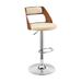 Cream Upholstered Chrome Base Adjustable Swivel Bar Stool - 43" x 19" x 21"