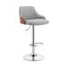 Gray Faux Leather Adjustable Modern Bar Stool - 41" x 19" x 19"