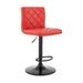 Red Faux Leather Swivel Adjustable Bar Stool - 46" x 21" x 20"