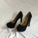 Jessica Simpson Shoes | Jessica Simpson Black Velvet Heels. Size 6m/36. 5” Worn A Couple Times. Platform | Color: Black | Size: 6