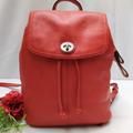Coach Bags | Coach Park Red Pebbled Leather Turnlock Drawstring Closure Backpack | Color: Red | Size: Os