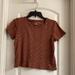 American Eagle Outfitters Tops | American Eagle Tan Brown Black White Stripped Short Sleeve Tee Shirt Medium Jrs | Color: Brown/White | Size: Mj