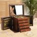 Latitude Run® 5 Layer Wooden Jewelry Box w/ Mirror & Combo Lock Vintage Style Wood in Brown | 9.6 H x 10.6 W x 7.6 D in | Wayfair