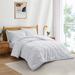 Ebern Designs Craig-Junior Gray Microfiber 3 Piece Comforter Set Microfiber in White | Twin Comforter + 1 Additional Pillowcase | Wayfair
