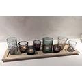 Grey Jewel Hurricane Tray Glass Candle Holder/Tea Light Holder/Vase/Romantic Glass Tea Light Candle Shade/Tealight holder Home Decoration Wedding Party