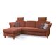 CAVADORE Eckcouch Trend / Skandinavisches Ecksofa mit Federkern, Longchair und zwei Kopfstützen / 249 x 86 x 162 / Cord, Kupfer