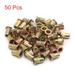 50Pcs M5 Zinc Plated Carbon Steel Car Rivet Nut Flat Head Thread Insert - Gold Tone