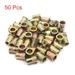 50Pcs M10 Zinc Plated Carbon Steel Car Rivet Nut Flat Head Thread Insert - Gold Tone