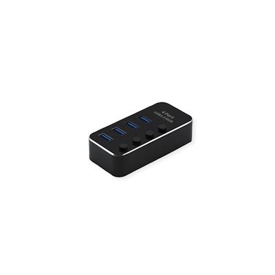 ROLINE USB 3.2 Gen 1 Notebook Hub, 4 Ports, einzeln schaltbar, schwarz