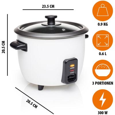 Reiskocher RK-6117, 0,6 l, 300 w, mit Warmhaltefunktion, weiß - Tristar