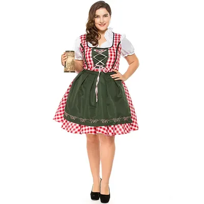 Robe à carreaux rouge Dirndl Costume de femme de chambre de bière bavaroise allemande