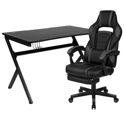 Gaming Desk Set - Cup/Headset Holder/Reclining & Footrest