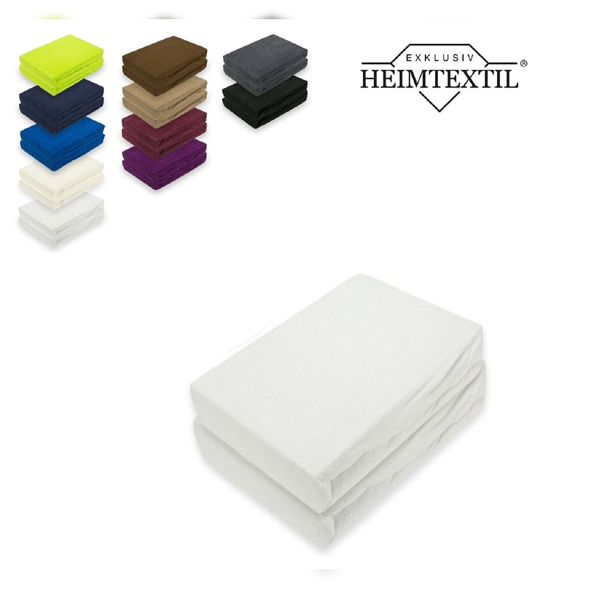 EXKLUSIV HEIMTEXTIL Frottee Spannbettlaken Marke Doppelpack 120 x 200 cm Weiß Image