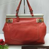 Coach Bags | Coach Ltd Ed Red/White Leather Turnlock Satchel Tote Handbag Purse | Color: Red/White | Size: Os