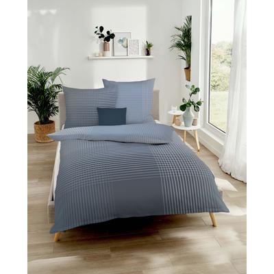 Bettwäsche KAEPPEL "Master", grau (taube), B/L: 135cm x 200cm, , Mako-Satin, B/L: 80cm x 80cm, Mako-Satin, Obermaterial: 100% Baumwolle, Bettwäsche, mit Karomuster Image