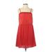 Under Skies Casual Dress - A-Line Square Sleeveless: Orange Solid Dresses - Women's Size Small