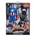 SPIDER-MAN Hasbro E8683 Maximum Venom Titan Hero Venom Captain America with Starter, Projectile, 6 Accessories, from 4 Years