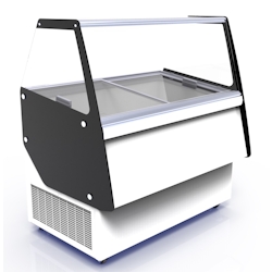 Speiseeisvitrine HAVIDO auf Räder | 358 Liter, 8x 5 Liter, HxBxT 128,5x119,4x84,2cm | -24/-14°C | Schwarz/Weiß | + CHEFGASTRO Geschirrtuch Image