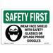 SignMission Osha Safety First Sign - Wear Face Shield w/ Safety w/ Symbol Plastic in Black/Green | 12 H x 18 W x 0.1 D in | Wayfair