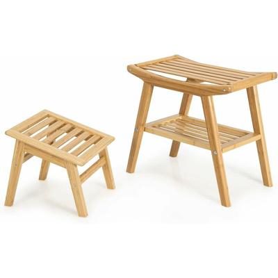 Set of 2 Bamboo Shower Bench Sea...